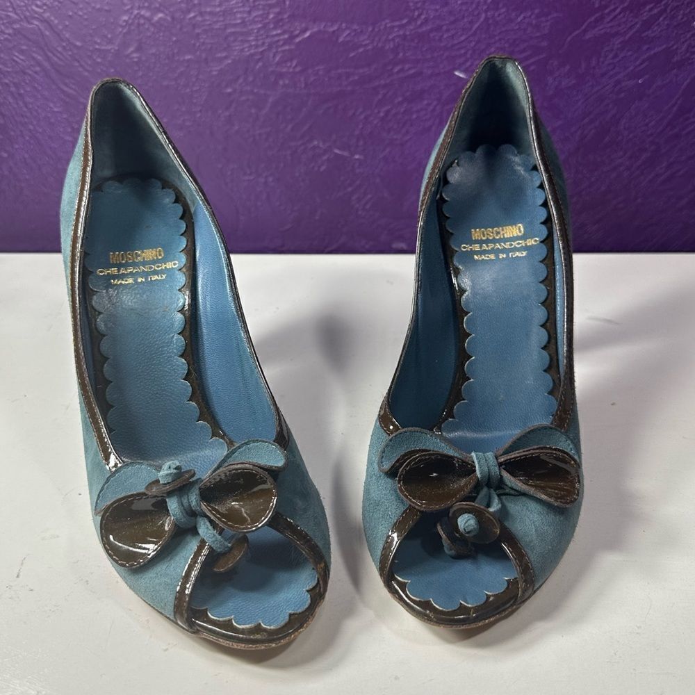 Moschino Blue and Brown Heels